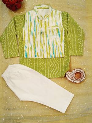 Green bandhej kurta set 4