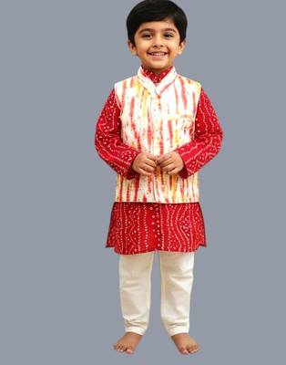 Red bandhej kurta set 1