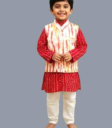 Red bandhej kurta set