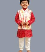 Red bandhej kurta set