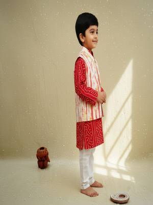 Red bandhej kurta set 4