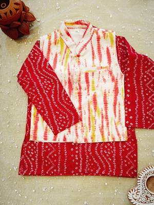Red bandhej kurta set 5