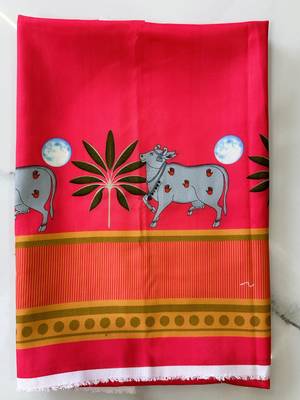 Navratri Ajarakh Print Rayon Semi Stitched Lehenga Choli & Unstitched Blouse With Dupatta 5