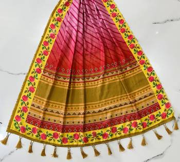 Navratri Ajarakh Print Rayon Semi Stitched Lehenga Choli & Unstitched Blouse With Dupatta 6
