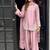 Peach embroidery work silk crepe patiala gharara salwar suit set with netdupatta