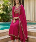 Women Ethnic Motifs Embroidered Empire Thread Work Kurta with Trousers & With Dupatta