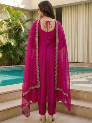 Women Ethnic Motifs Embroidered Empire Thread Work Kurta with Trousers & With Dupatta 5