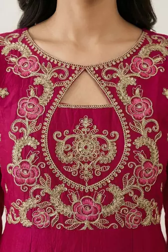 Women Ethnic Motifs Embroidered Empire Thread Work Kurta with Trousers & With Dupatta