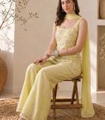 Women Ethnic Motifs Embroidered Regular Thread Work Kurta with Palazzos & With Dupatta