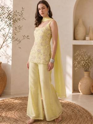 Women Ethnic Motifs Embroidered Regular Thread Work Kurta with Palazzos & With Dupatta 2