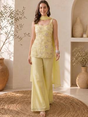 Women Ethnic Motifs Embroidered Regular Thread Work Kurta with Palazzos & With Dupatta 3