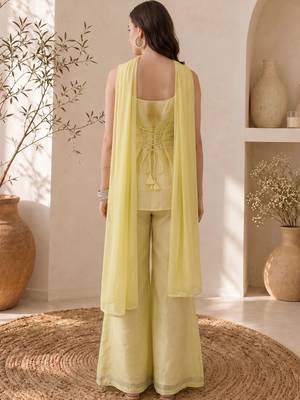 Women Ethnic Motifs Embroidered Regular Thread Work Kurta with Palazzos & With Dupatta 4