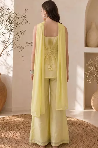 Women Ethnic Motifs Embroidered Regular Thread Work Kurta with Palazzos & With Dupatta