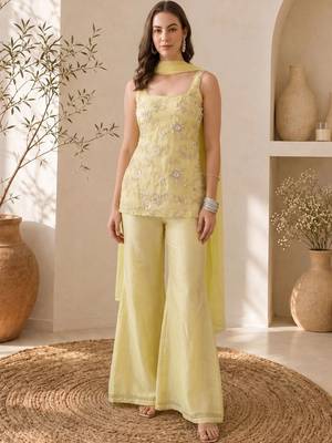 Women Ethnic Motifs Embroidered Regular Thread Work Kurta with Palazzos & With Dupatta 6