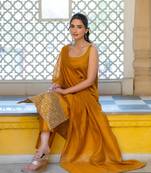 Women Ethnic Motifs Embroidered Scoop Neck Straight Kurta with Trousers & Dupatta