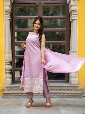 Women Ethnic Motifs Regular Thread Work Kurta with Trousers & With Dupatta 7