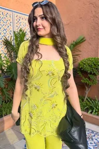 Women Ethnic Motifs Embroidered Regular Sequinned Kurti with Palazzos & With Dupatta