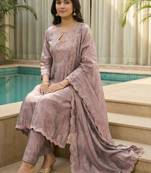 Women Ethnic Motifs Embroidered Regular Thread Work Kurta with Trousers & With Dupatta
