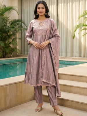 Women Ethnic Motifs Embroidered Regular Thread Work Kurta with Trousers & With Dupatta 2