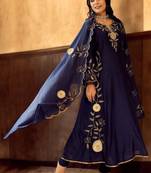 Women Ethnic Motifs Embroidered Regular Thread Work Chanderi Silk Kurta with Pyjamas & With Dupatta