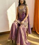 Women Ethnic Motifs Embroidered Regular Thread Work Kurta with Sharara & With Dupatta