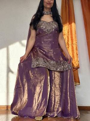 Women Ethnic Motifs Embroidered Regular Thread Work Kurta with Sharara & With Dupatta 5