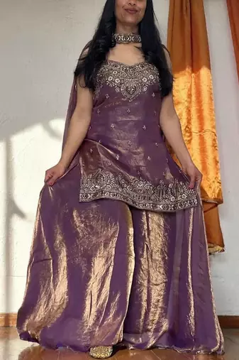 Women Ethnic Motifs Embroidered Regular Thread Work Kurta with Sharara & With Dupatta