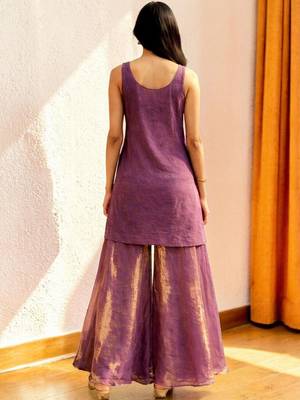 Women Ethnic Motifs Embroidered Regular Thread Work Kurta with Sharara & With Dupatta 7