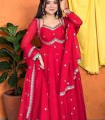 Women Ethnic Motifs Embroidered Empire Thread Work Kurta with Trousers & With Dupatta