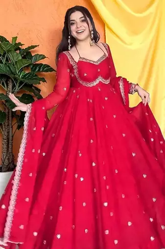 Women Ethnic Motifs Embroidered Empire Thread Work Kurta with Trousers & With Dupatta