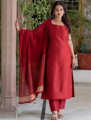 Women Ethnic Motifs Printed Regular Kurta with Trousers & With Dupatta 6