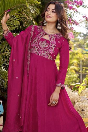 Women Ethnic Motifs Embroidered Empire Thread Work Kurta with Trousers & With Dupatta