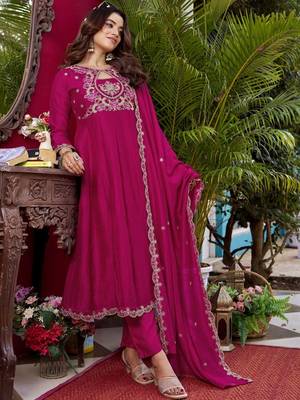 Women Ethnic Motifs Embroidered Empire Thread Work Kurta with Trousers & With Dupatta 2
