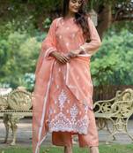 Women Ethnic Motifs Embroidered Regular Thread Work Kurta with Palazzos & With Dupatta
