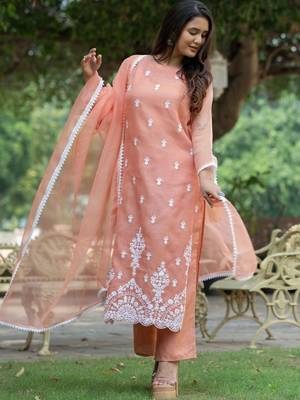 Women Ethnic Motifs Embroidered Regular Thread Work Kurta with Palazzos & With Dupatta 3