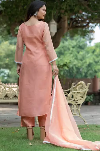 Women Ethnic Motifs Embroidered Regular Thread Work Kurta with Palazzos & With Dupatta