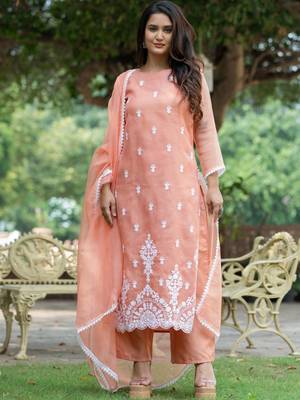 Women Ethnic Motifs Embroidered Regular Thread Work Kurta with Palazzos & With Dupatta 6