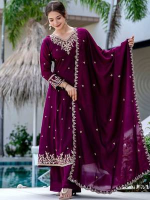 Women Ethnic Motifs Embroidered Regular Thread Work Kurta with Palazzos & With Dupatta 2