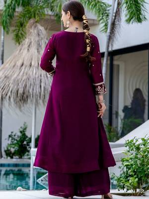 Women Ethnic Motifs Embroidered Regular Thread Work Kurta with Palazzos & With Dupatta 4