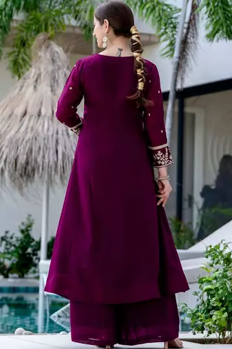 Women Ethnic Motifs Embroidered Regular Thread Work Kurta with Palazzos & With Dupatta