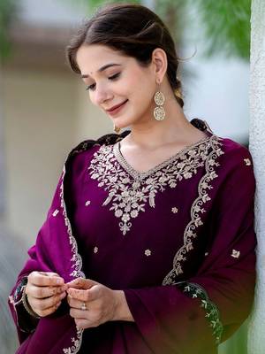 Women Ethnic Motifs Embroidered Regular Thread Work Kurta with Palazzos & With Dupatta 5