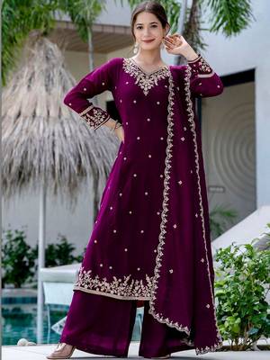 Women Ethnic Motifs Embroidered Regular Thread Work Kurta with Palazzos & With Dupatta 6