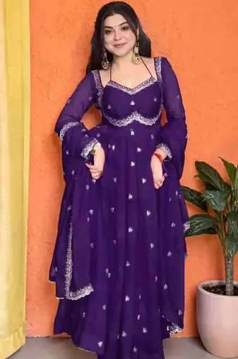 Women Ethnic Motifs Embroidered Empire Thread Work Kurta with Trousers & With Dupatta