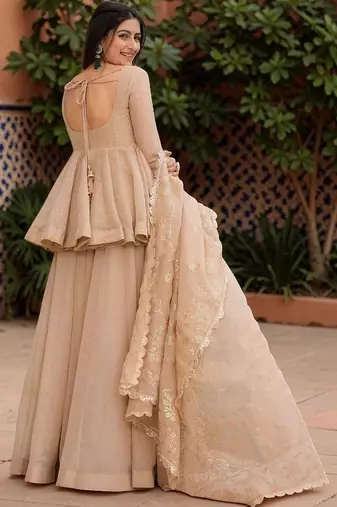 Women Ethnic Motifs Printed Empire Kurta with Sharara & With Dupatta