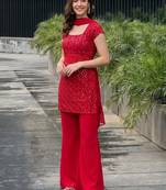 Women Ethnic Motifs Embroidered Regular Sequinned Kurta with Palazzos & With Dupatta