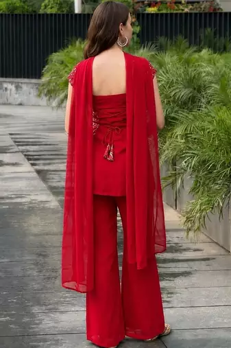 Women Ethnic Motifs Embroidered Regular Sequinned Kurta with Palazzos & With Dupatta