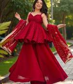 Women Ethnic Motifs Printed Tiered Gotta Patti Kurti with Palazzos & With Dupatta
