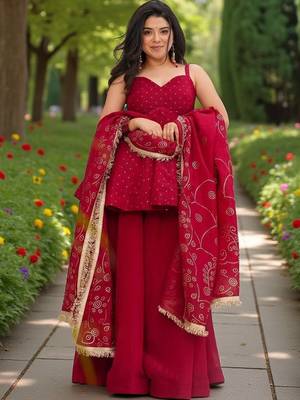 Women Ethnic Motifs Printed Tiered Gotta Patti Kurti with Palazzos & With Dupatta 5