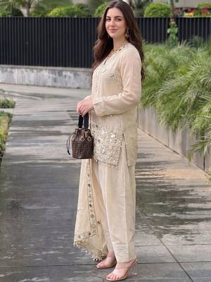 Women Ethnic Motifs Embroidered Regular Mirror Work Pure Silk Kurta with Patiala & With Dupatta 3