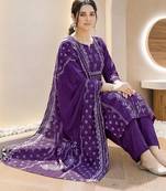 Women Ethnic Motifs Printed Regular Pure Cotton Kurta with Trousers & With Dupatta